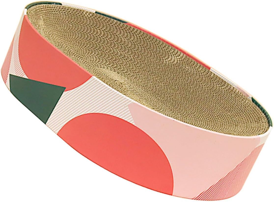 BESTonZON Cat Scratcher Pad and Lounger Corrugated Paper Sturdy Oval Shape Cat Scratching for Furniture Protector and Kitty Play Bed