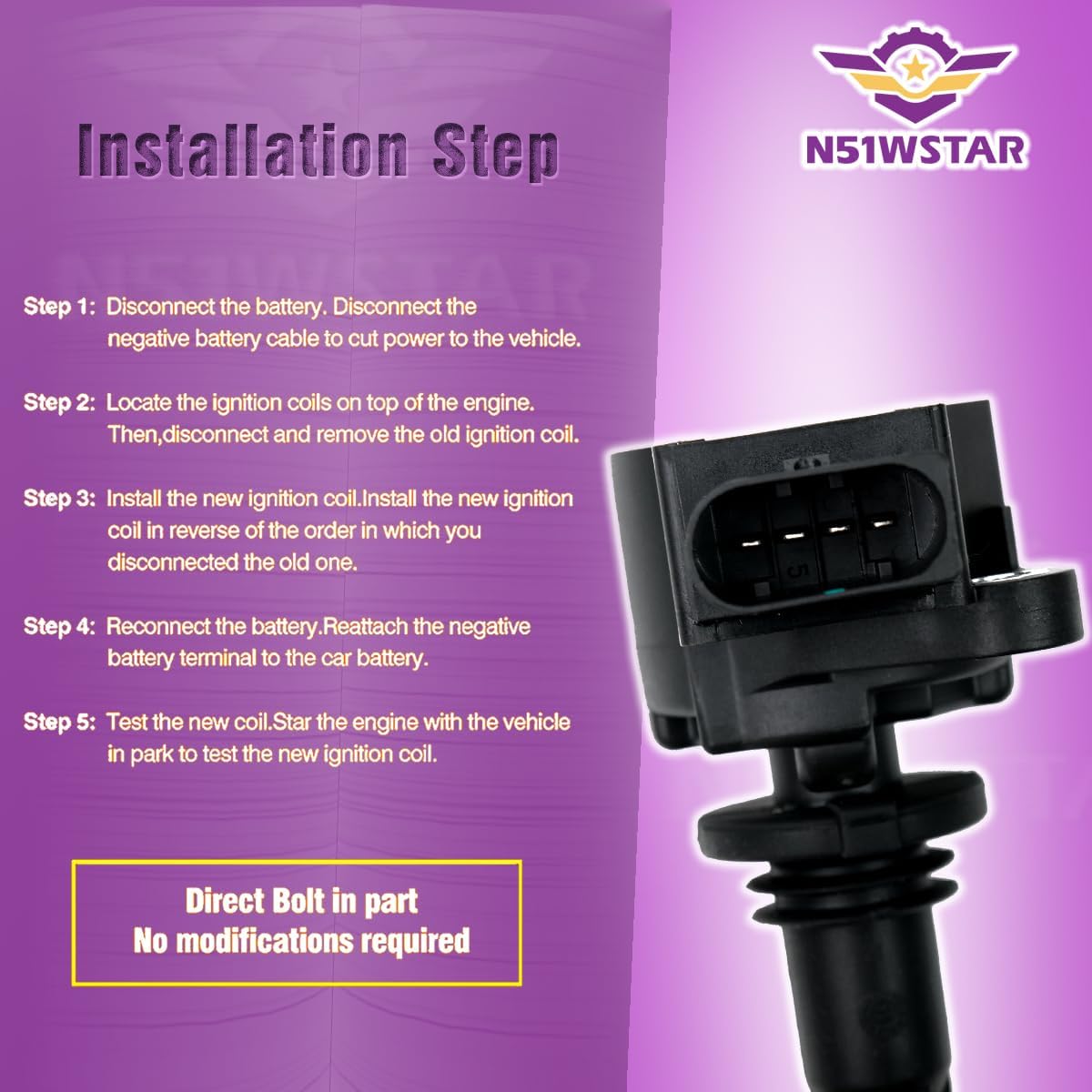 Ignition Coil Pack Uf535 Set Of 6 Compatible With Mercedes-Benz C230 C280 C300 C350 CLK350 E350 GLK350 ML350 ML450 R350 S400 SLK280 SLK300 SLK350 Sprinter 2.5L 3.0L 3.5L V6 M272