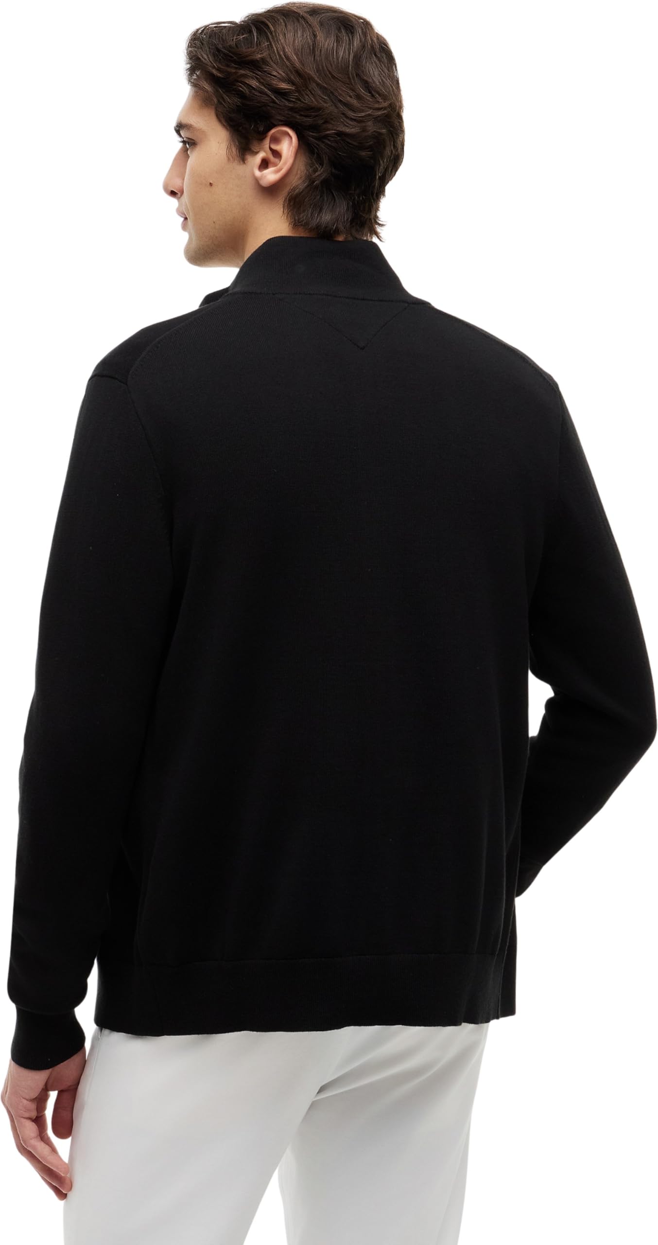 Tommy Hilfiger Męski Essential Cotton Zip Thru MW0MW36517 Sweter z zamkiem błyskawicznym, czarny, S, czarny (czarny), S