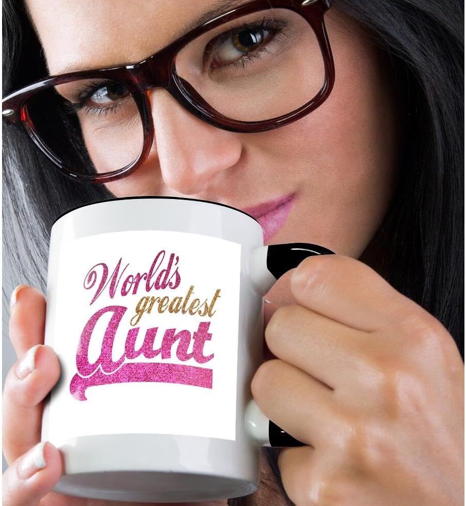 Miniatura 2 de 3dRose Worlds Greatest Aunt - Taza de 11 onzas, color negro