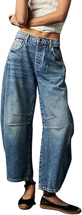 LookbookStore - Jeans De Pierna Ancha Para Mujer 2024 De Cintura Alta Acampanada Para Mujer