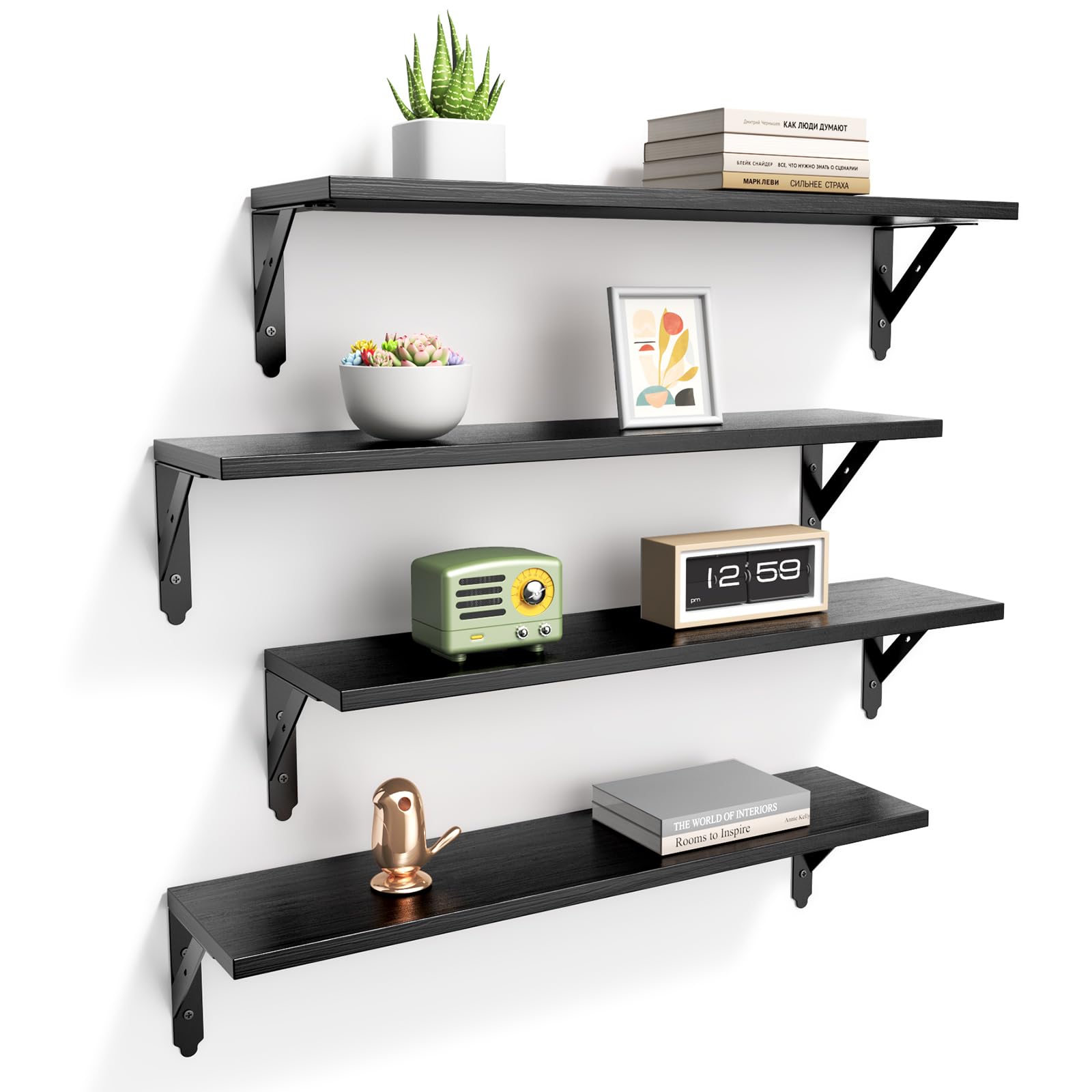 Black Floating Shelves - Set of 4 -12