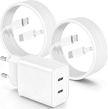 45W USB C Fast Charger for iPhone 17 16 15 Pro Max, 2-Port Apple USBC Charger with 2M+2M USB C Cable for iPhone 17 16 15 Pro /17 Air/15 16 Plus/iPadPro/Samsung Galaxy