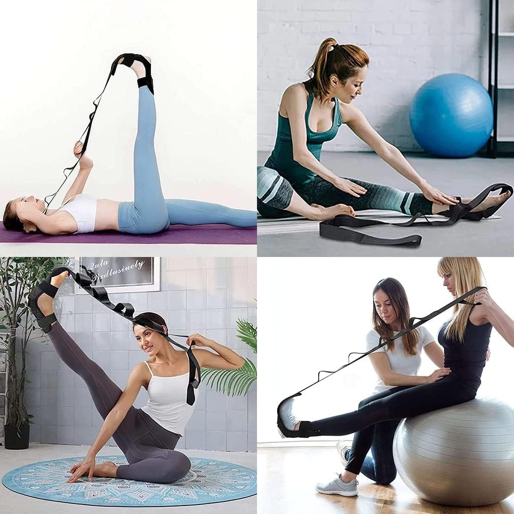 Yoga Belt for Stretching, 5 Loops Strap for Exercise, Fitness, Rehabilitation, 63 in