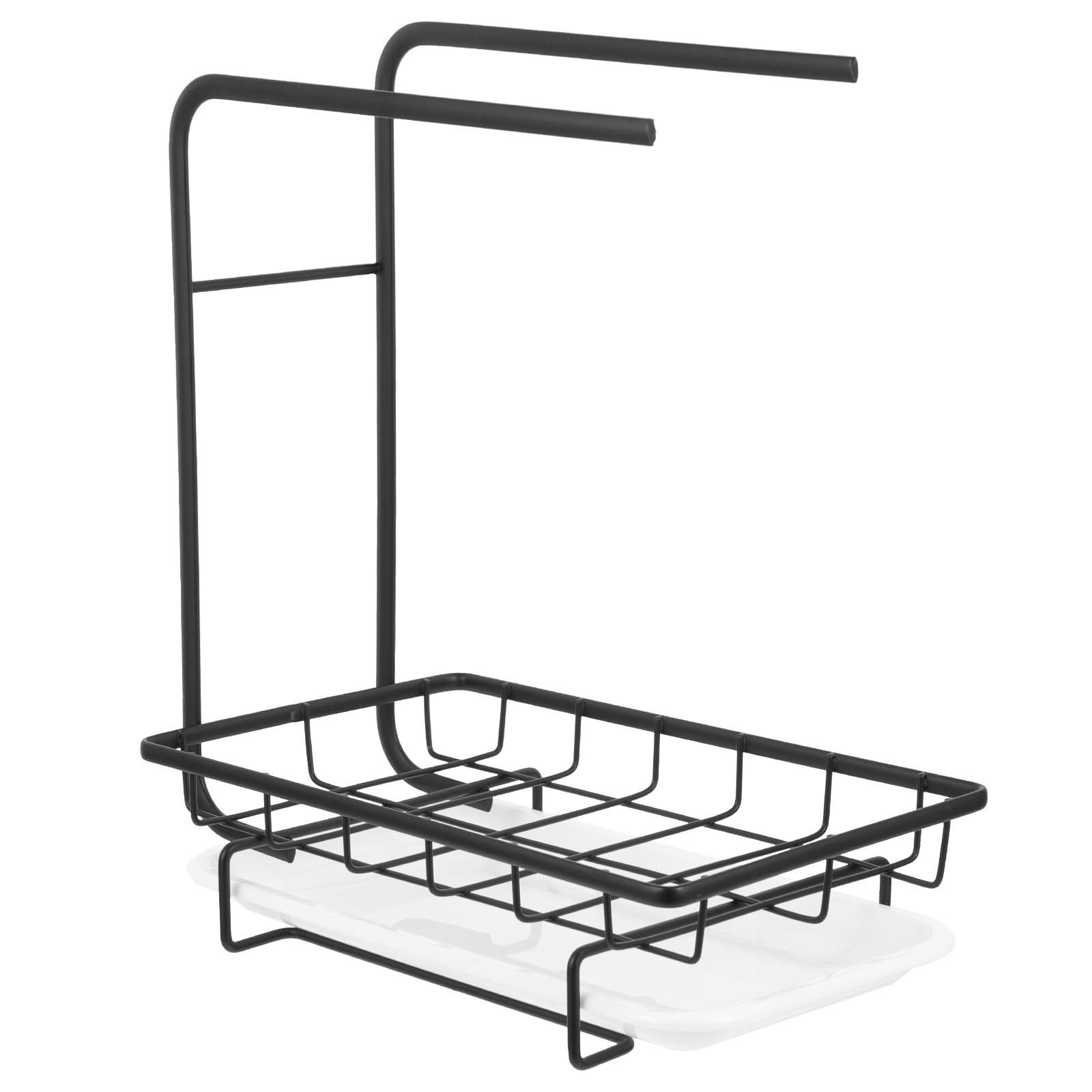Porte-éponge cuisine mural noir OSALADI compact et support d'égouttage pour évier