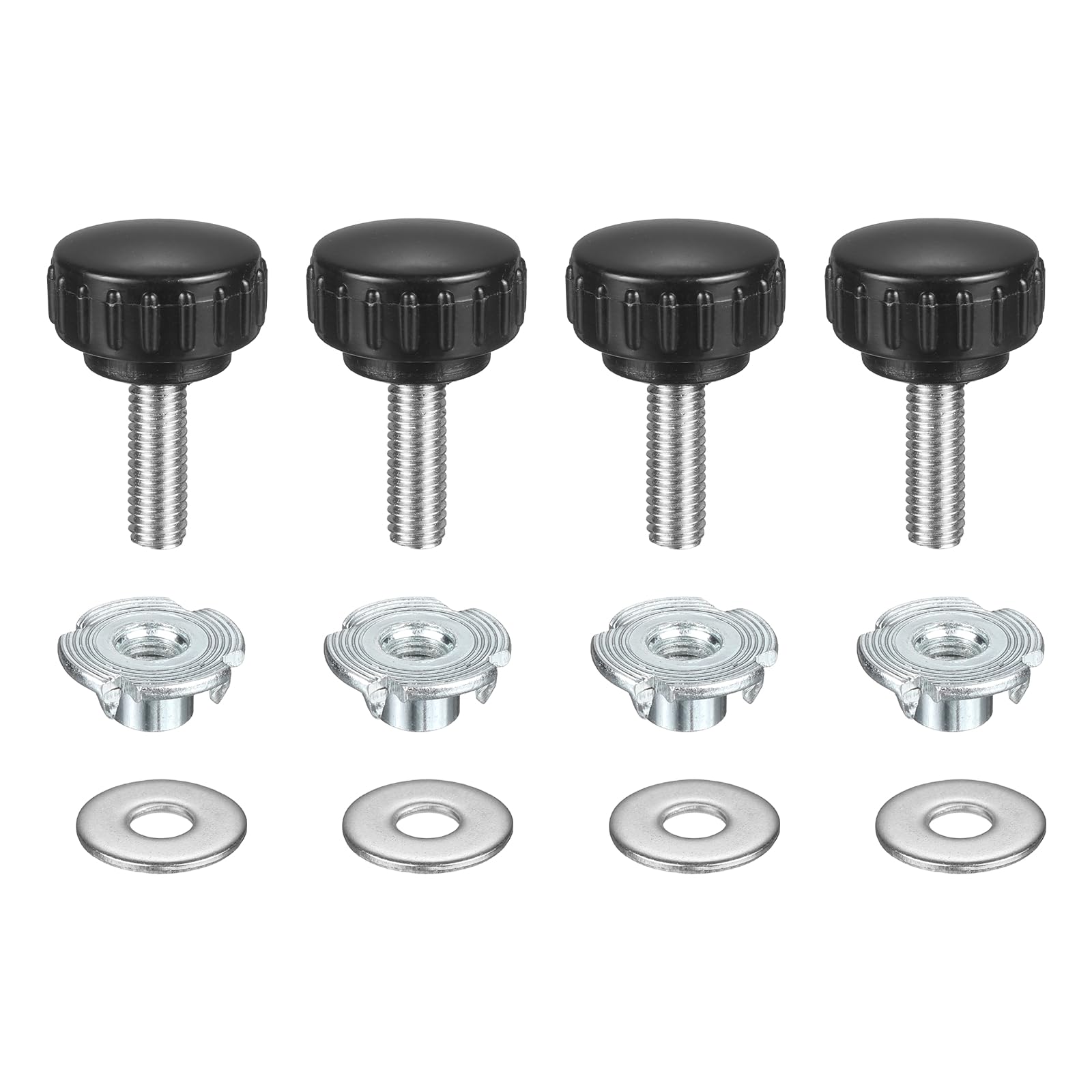 sourcing map 4 Pcs M5 x 16mm Knurled Clamping Knobs 18mm Head with Washers & T-Nuts