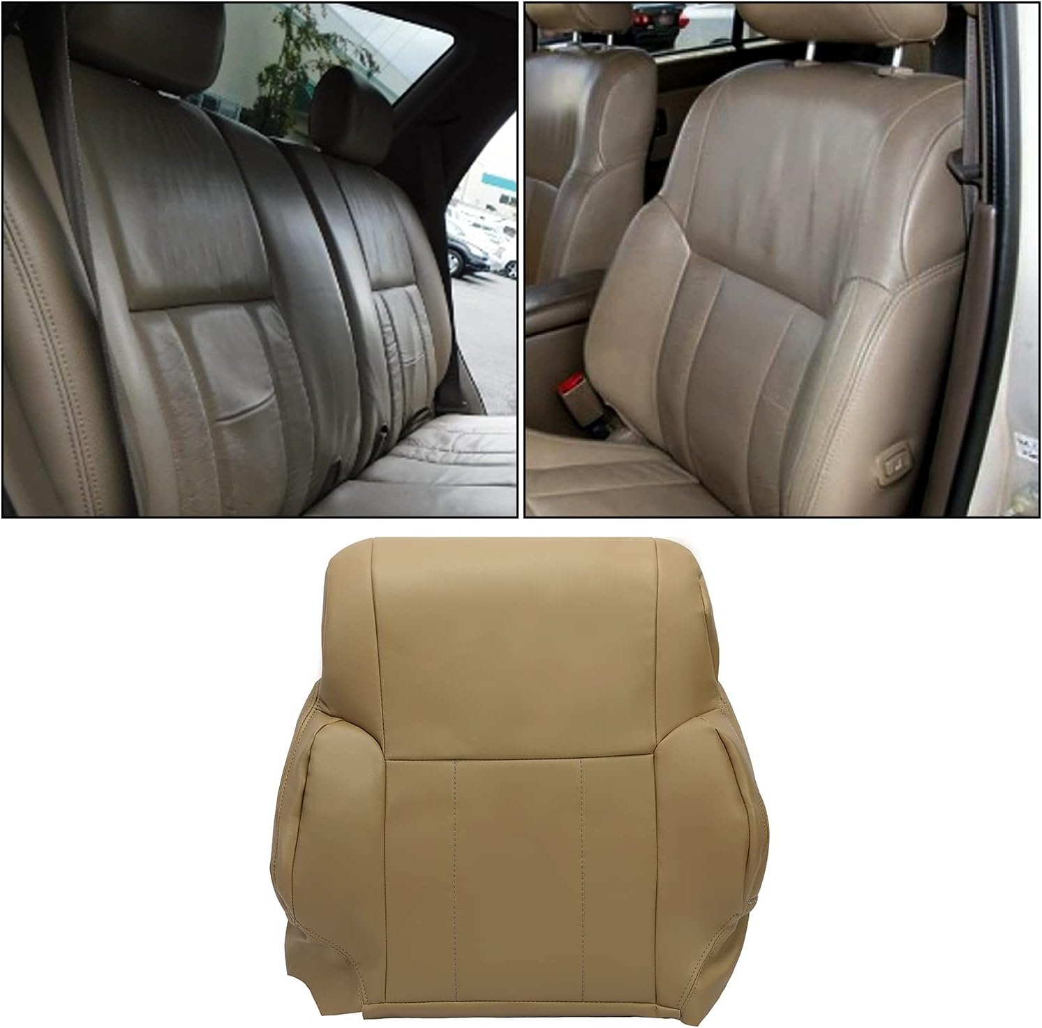 ECOTRIC LH/RH Seat Top Cover Compatible with 1996-2002 Toyota 4Runner - Oak Tan - Driver Side/Passenger Side