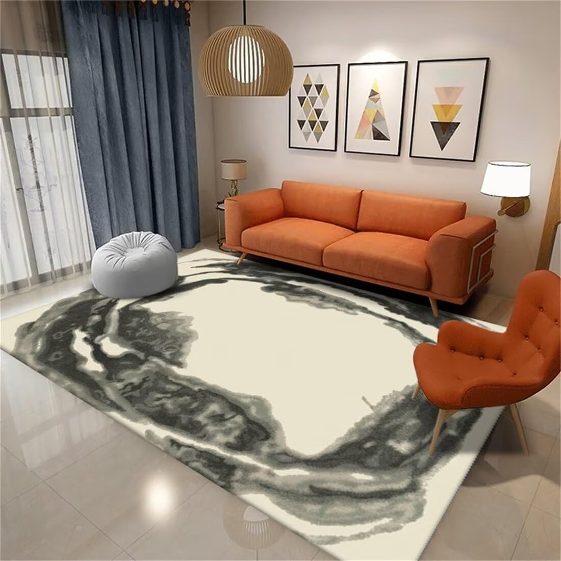 Tapis de porte d'entrée intérieur design ondulé flou moderne 160x200cm