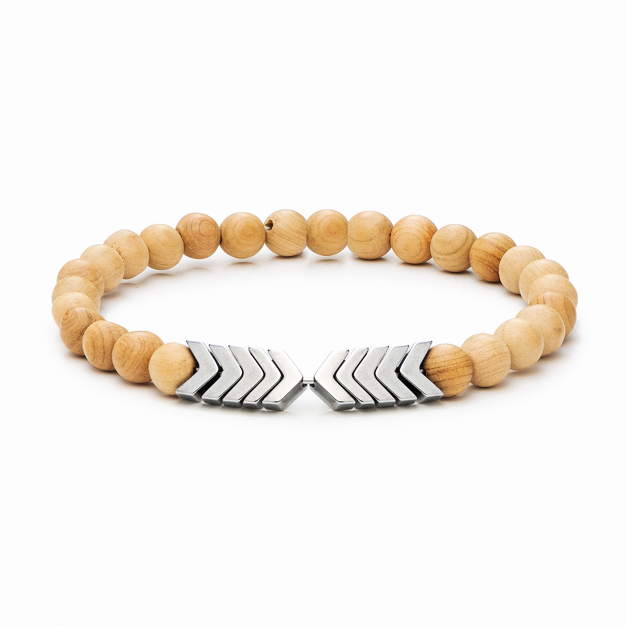 VitalityExtracts Sacred Arrow Wood (Silver) - Essential Oil Diffuser Bracelet () - Aromatherapy, Meditation, Crystals and Healing Stones, Stress Relief, Chakra, Handmade