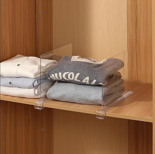 Miniatura 3 de Paquete de 8 separadores de estantes transparentes, organizador de bolso para armario, separadores de estantes para organización de armario,