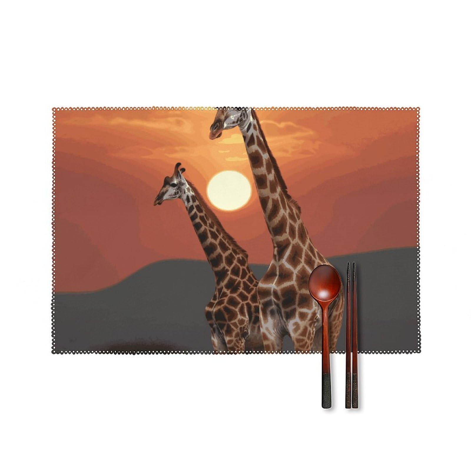 Sets de table de cuisine imperméables motif girafe lot de 6 résistants à la chaleur