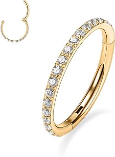GAGABODY Surgical Steel Hypoallergenic Nose Ring Earring CZ Hoop for Unisex