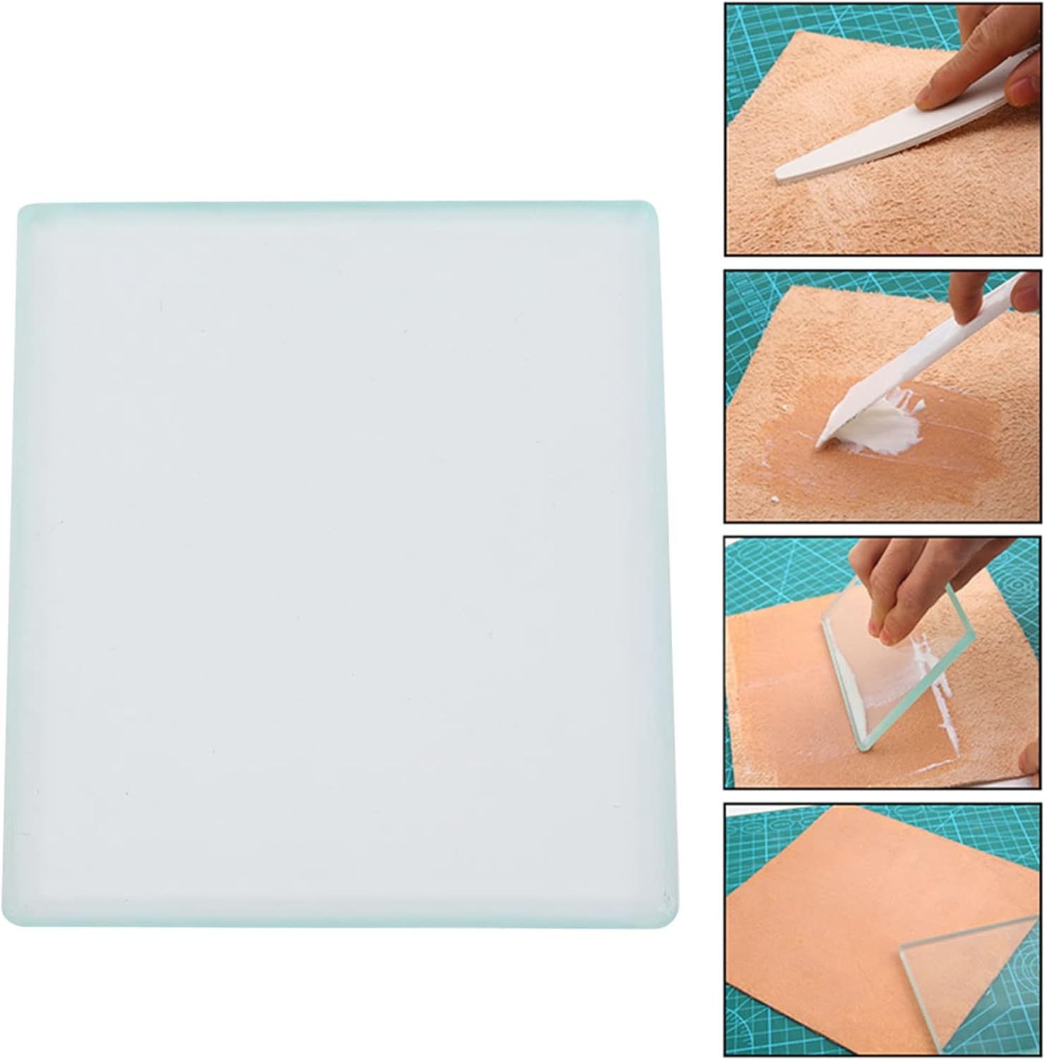 Pssopp Leather Polishing Tempered Glass, Burnisher Slicker Plate Leather Craft Tools, DIY Leather Craft Glass Slicker for Burnishing for Burnishing Leathercraft Accessories