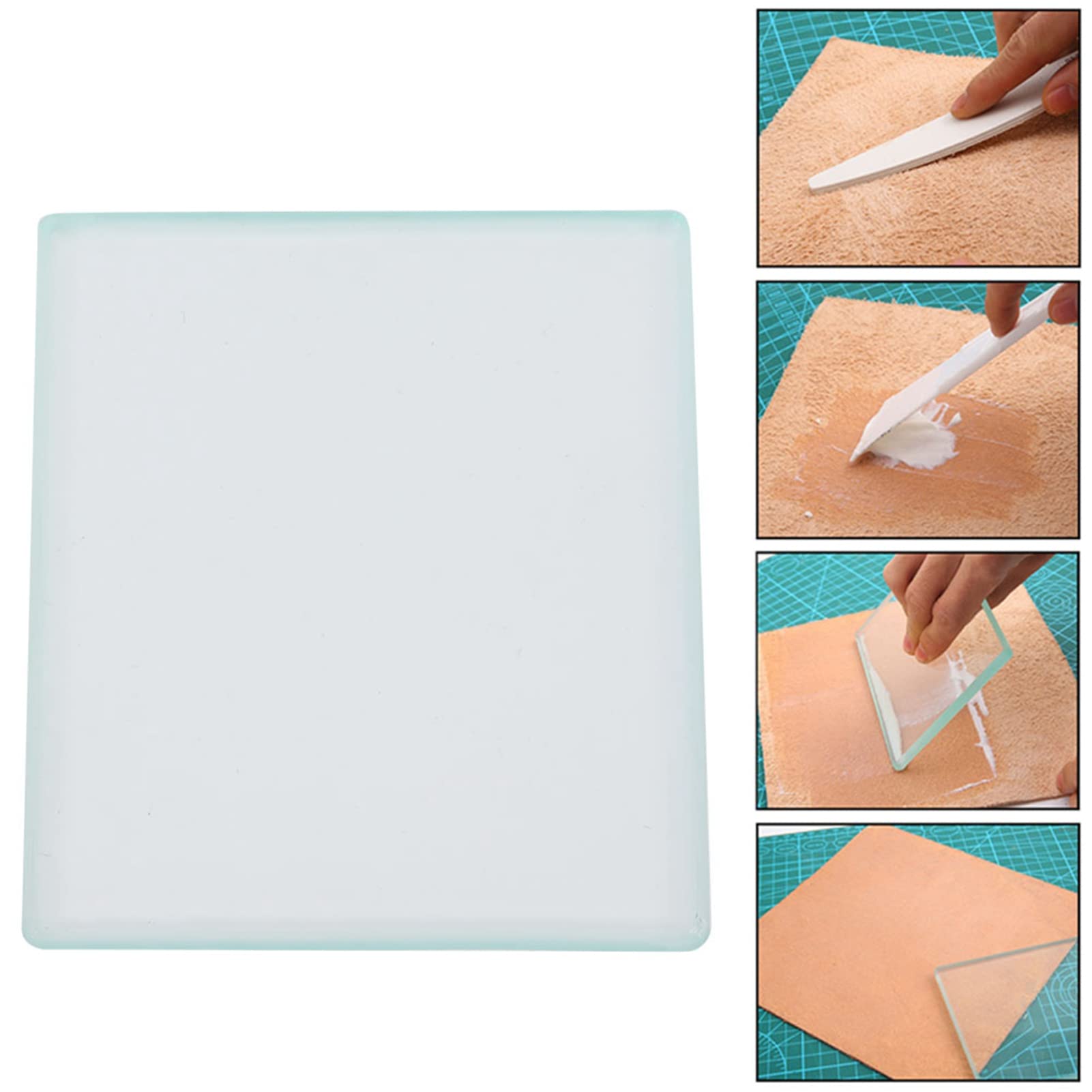 Clear Glass Burnishing Plate For Leathercraft – 100x130x8mm Rounded Edge Glass Tool For Pressing & Smoothing Leather