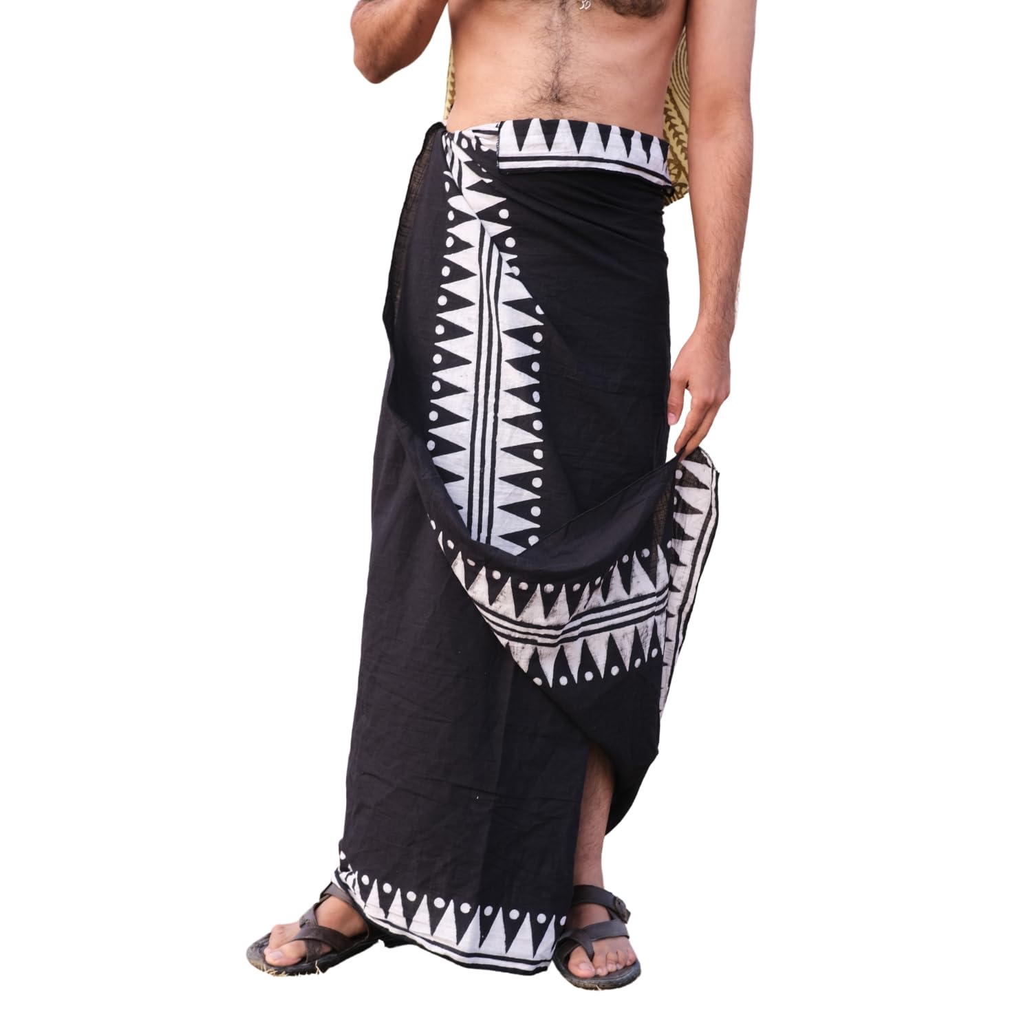 crystalheal; designing the destiny CRYSTAL HEAL Jiva Men’s Dhoti in Lemon Yellow | Block Printed Border Cotton Dhoti with Bohemian Hippie Vibes | Traditional Ethnic Wear for Festive, Wedding, Casual, and Cultural Occasions-picture-39