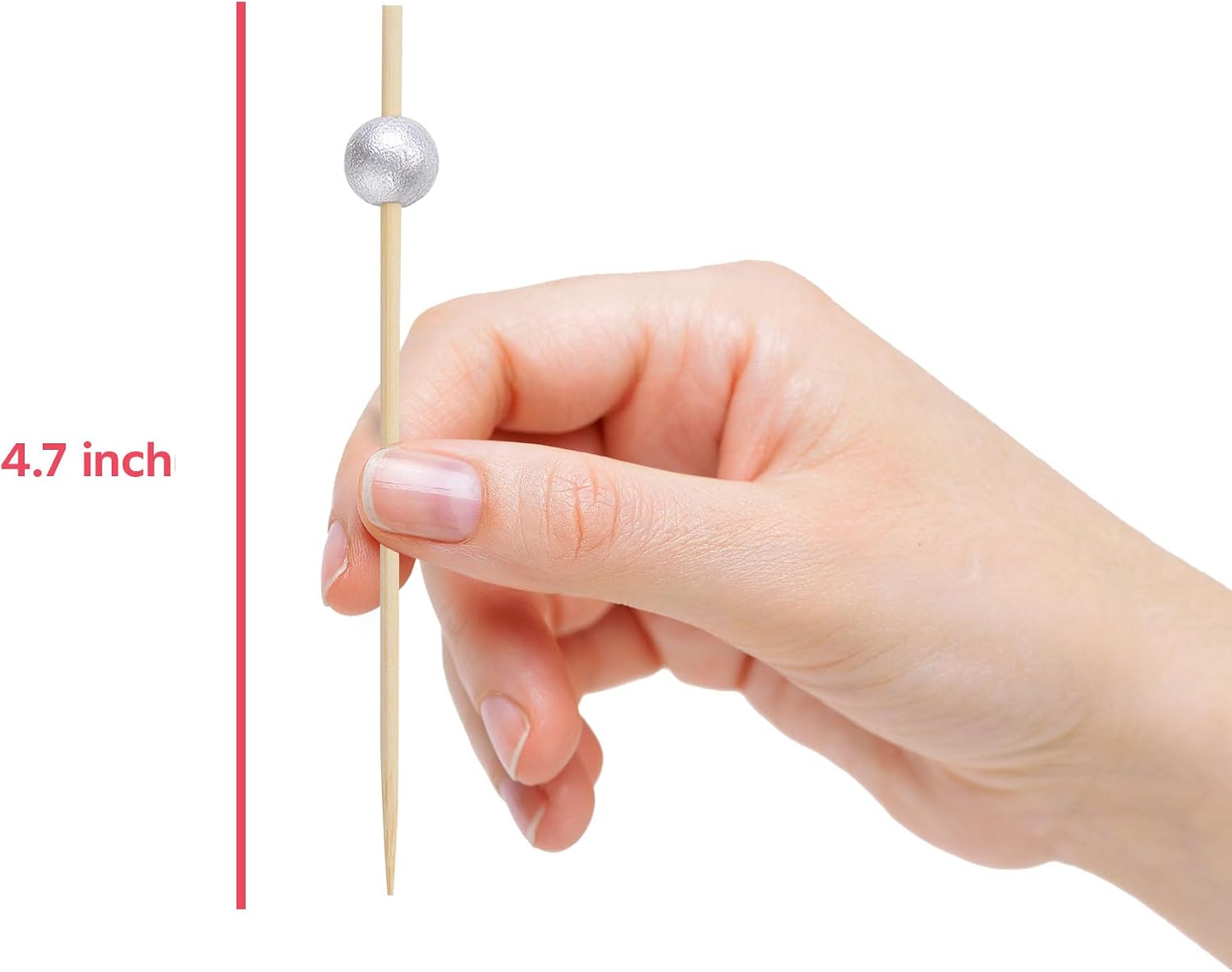 GUSTO [Case of 10,000] Cocktail Picks & Food Toothpicks - 4.7 Inch Wooden Pick Skewers for Drinks & Appetizers - Fancy Silver Pearl Picks (Formerly Comfy Package)
