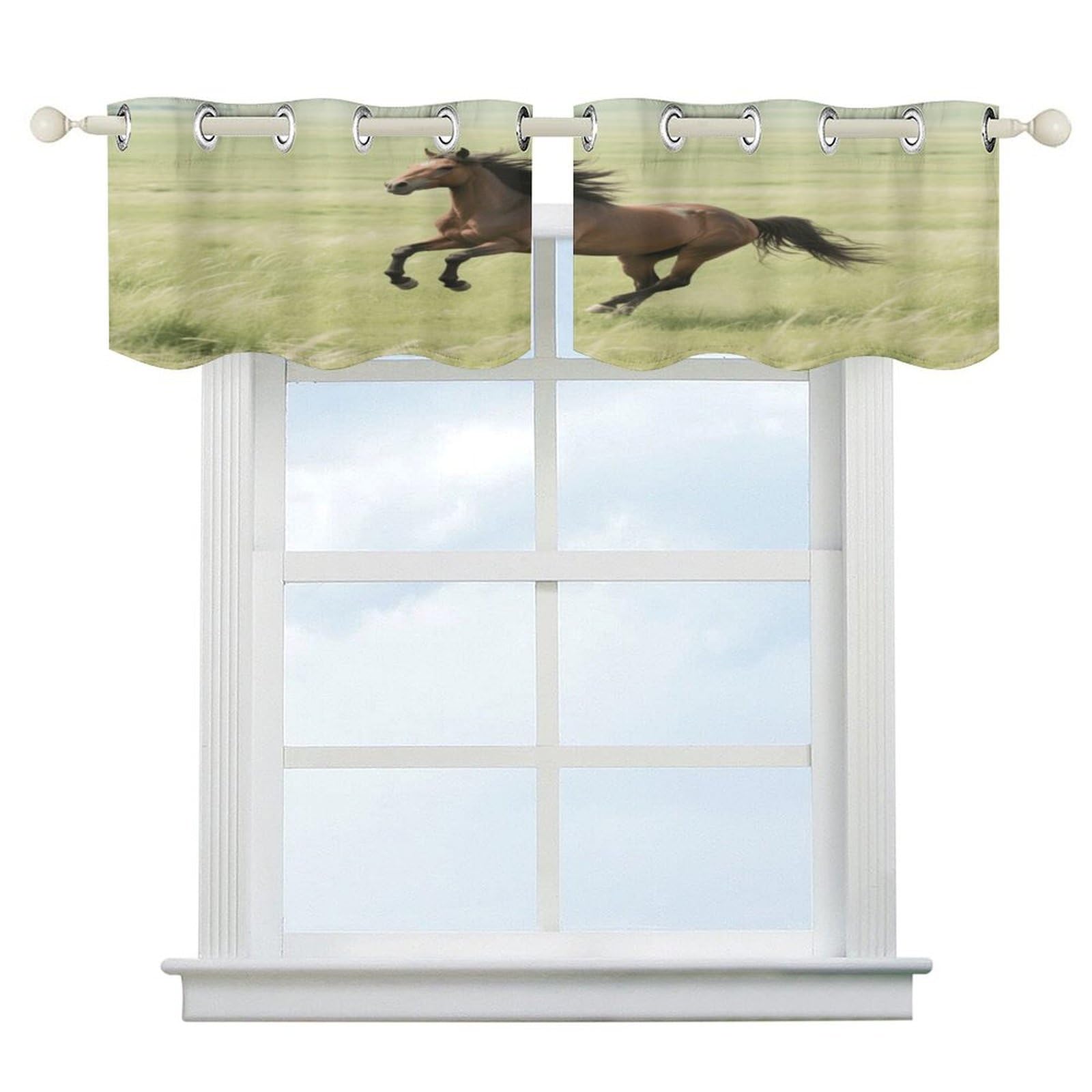 Fekiloot Style Horse Short Curtains Valance Curtain