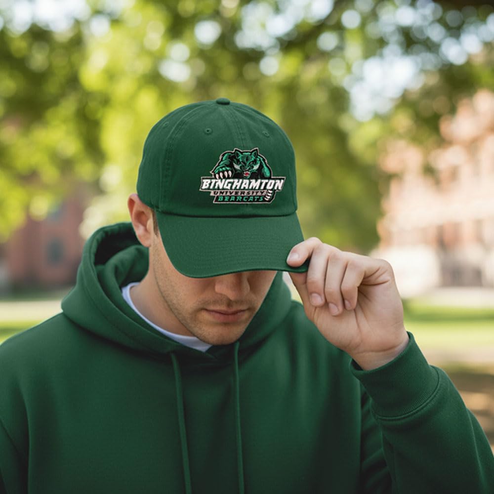 Desert Cactus Binghamton University Baseball Hat Bearcats SUNY Brimmed Embroidered Cap Adjustable Cloth Strap Adult (Style A) Green