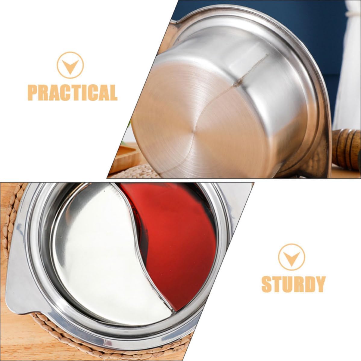 Stainless Steel Dual Pot Hot Pot 16cm for Multi Flavor Cooking