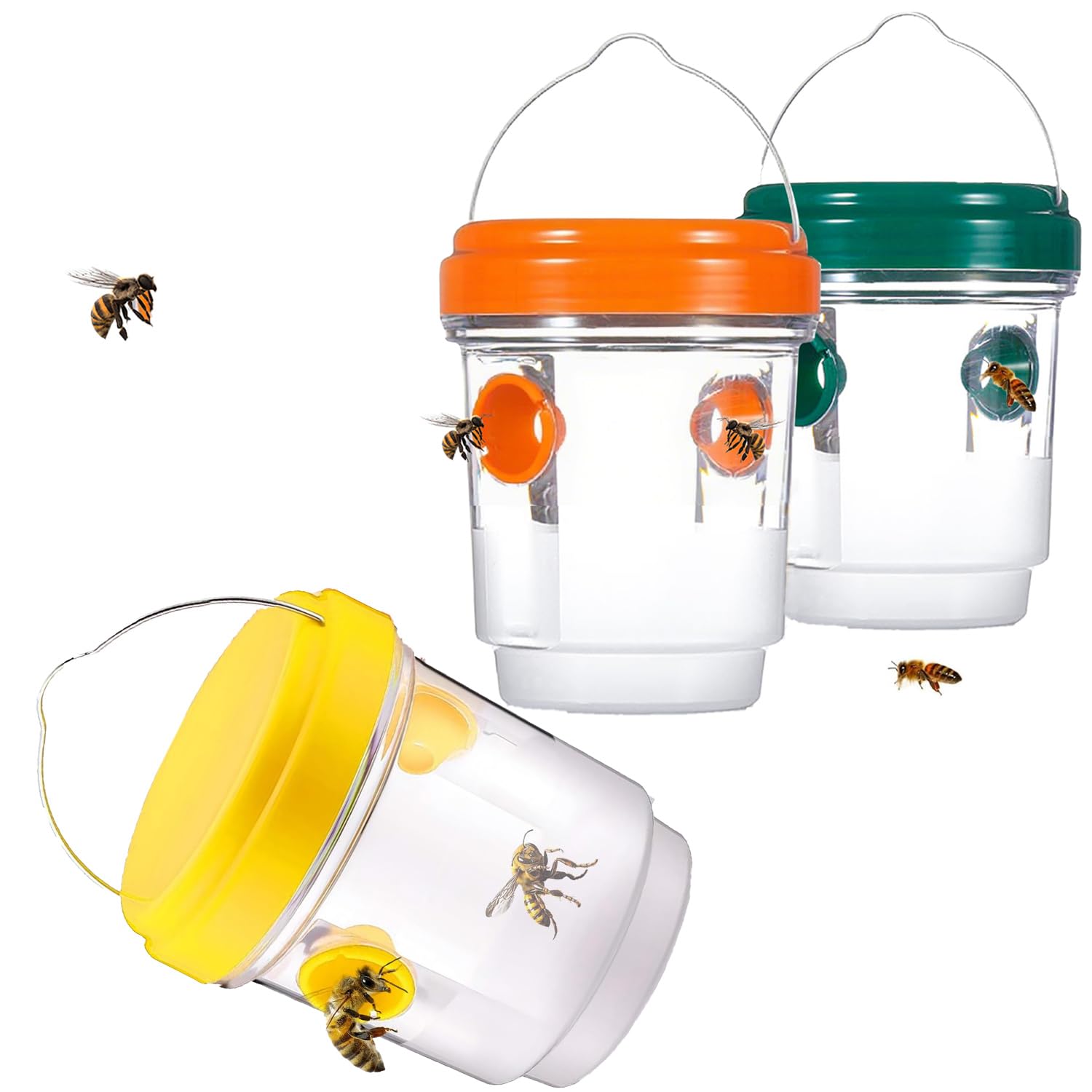 3 Piezas Trampa para Avispas Viva, Trampa Avispas Exterior Jardin Balcon, Trampa Avispa Exterior, Atrapador de Avispa para Jardín, Balcón y Camping, Sin Productos Químicos
