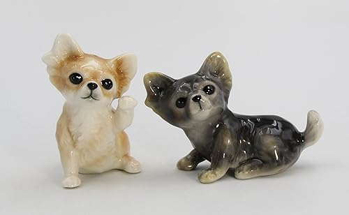 Miniatura 9 de Juego de salero y pimentero de cerámica de porcelana fina para perros Chihuahua, 3-12 pulgadas de largo