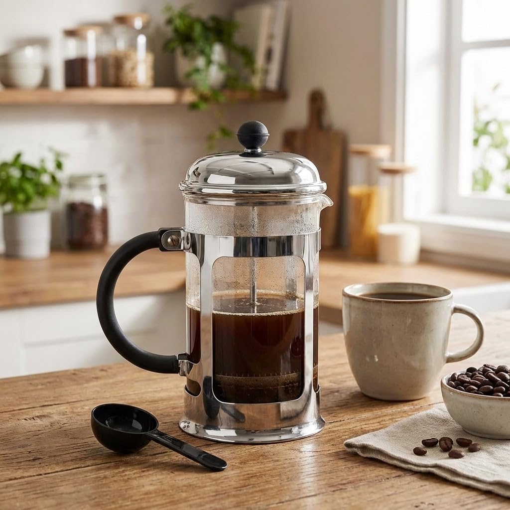 Suinga Cafetera Vidrio Francesa | Cafetera 6 Tazas 800 ml | Permite preparar Te Café Leche Chocolate Leche Infusiones