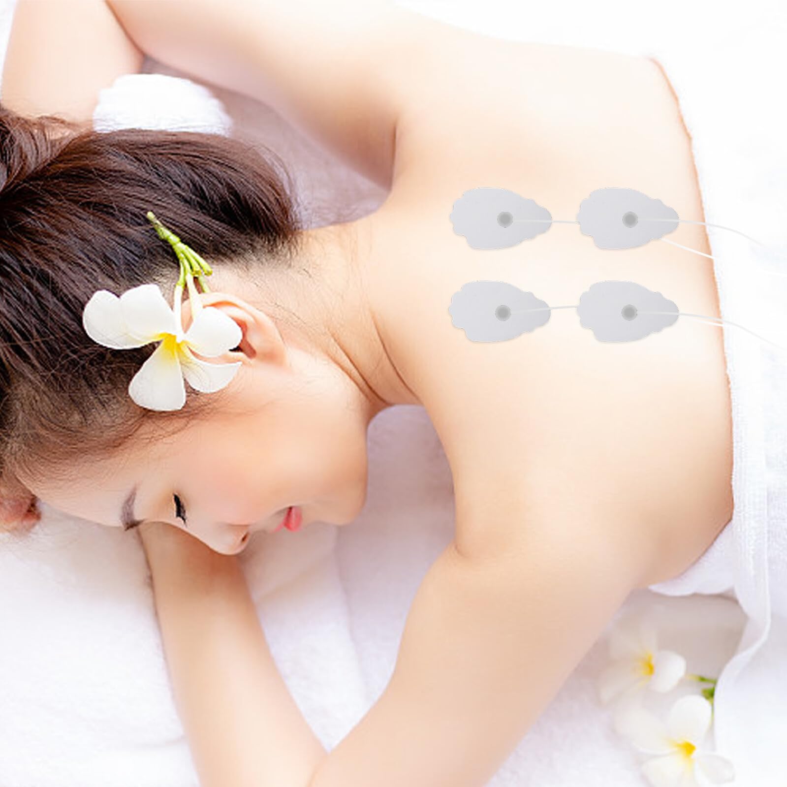 minkissy 50 Stück 10 Stück Selbstklebende Elektrodenpads aus Weißem Silikongel Kompakte Massagepflaster für Muskelstimulator Physiotherapeutische Geräte Tragbare Schmerztherapie im Haushalt