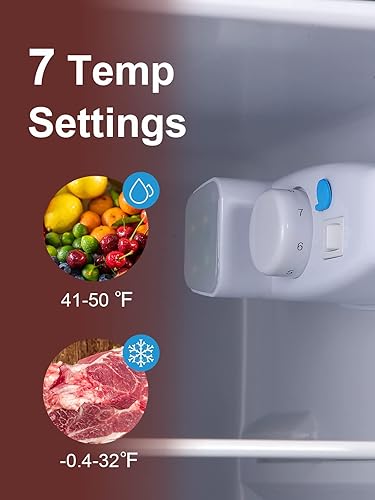 Miniatura 6 de KRIB BLING Refrigerador de 3.5 pies cúbicos con congelador de 2 puertas de ahorro de energía, refrigerador compacto con control de termostato