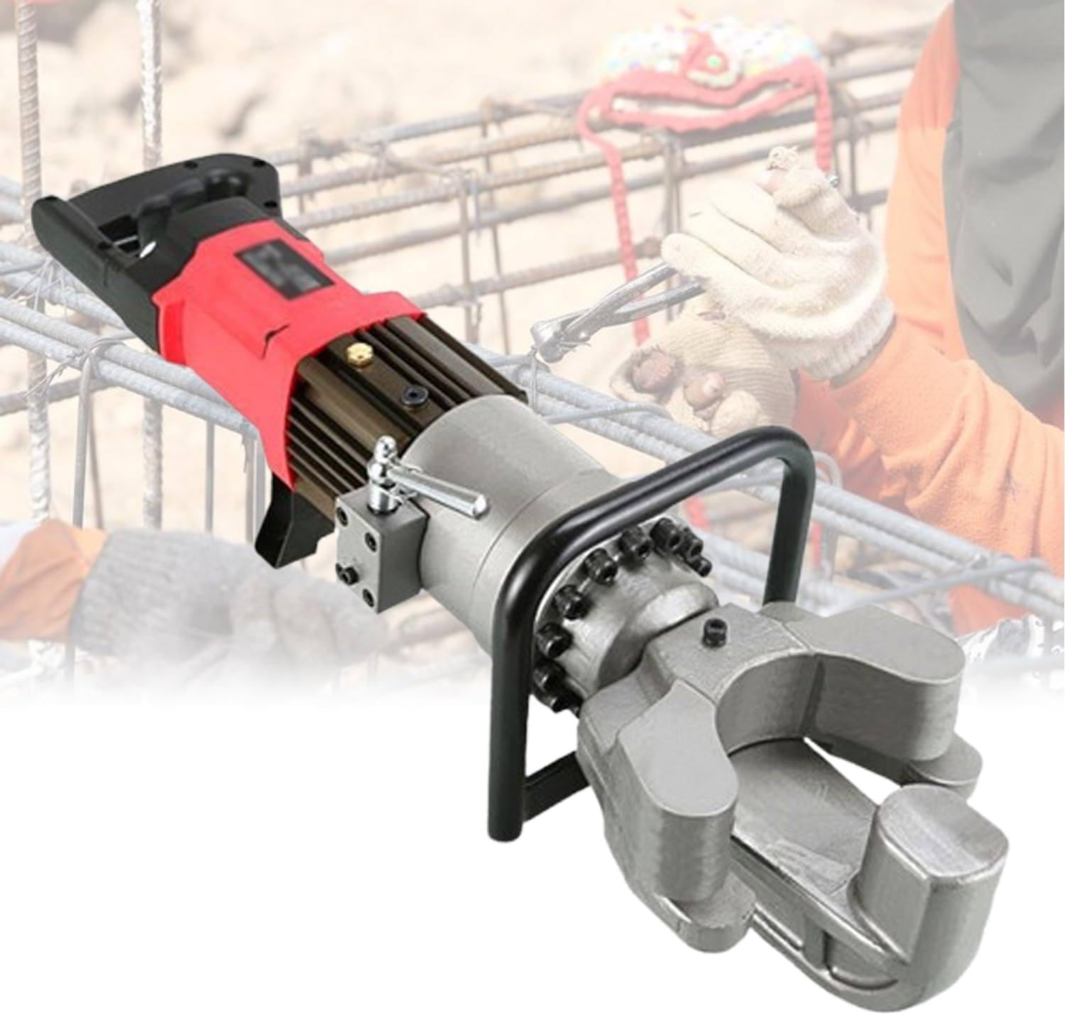 JKJZSALJ Portable Hydraulic Rebar Bending Machine,Electric Rebar Bender,4-22Mm Capacity, 0-90° Angle, Hand Held Steel Bar Bender With Storage Box