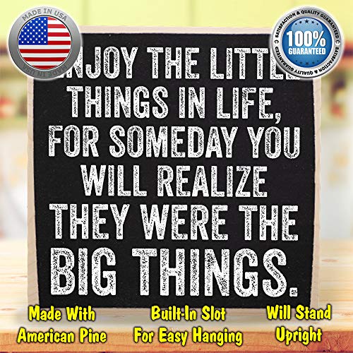 Enjoy The Little - Inspirational Gifts For Women - Rustic Wooden Sign - Great Office Decorations For Work, Cute Desk Decor, Gift For Her Or Him, Encouragement Gifts For Women & Men, Motivational Gifts #TOP2