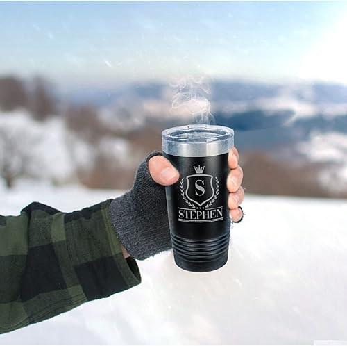Miniatura 7 de Vasos de café personalizados con monograma con inicial y nombre, 20 onzas, grabado con láser en acero inoxidable aislado al vacío, taza de viaje con