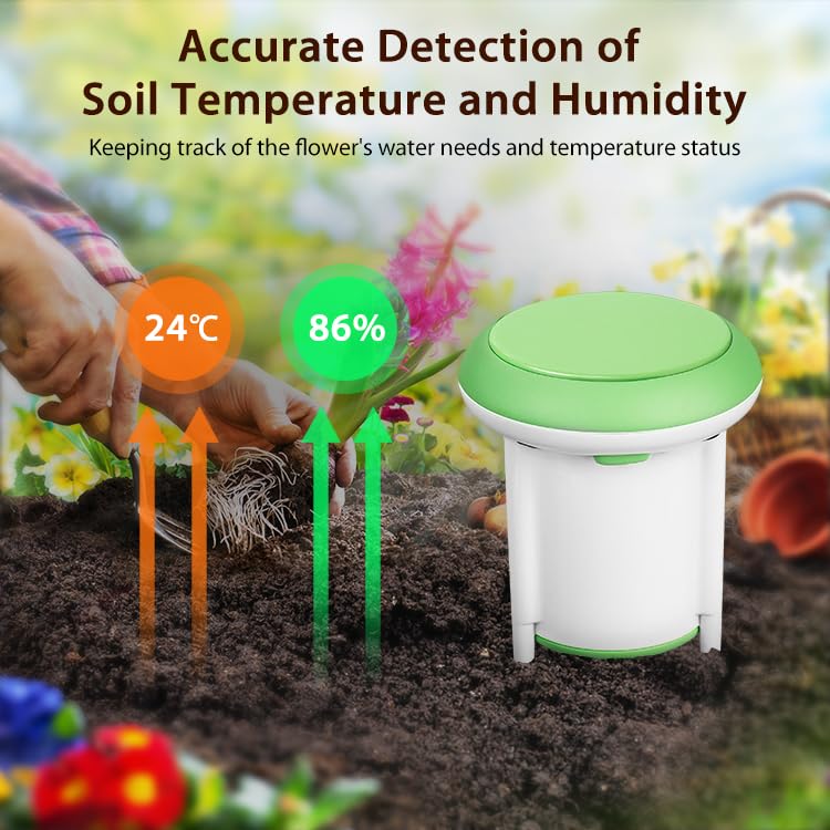 RISOON Solar-Bodenfeuchtigkeitssensor Mit WiFi/Bluetooth – Misst Feuchtigkeit, Temperatur & Licht – Für Garten & Zimmerpflanzen, Kompatibel Mit Alexa & Smart Life App