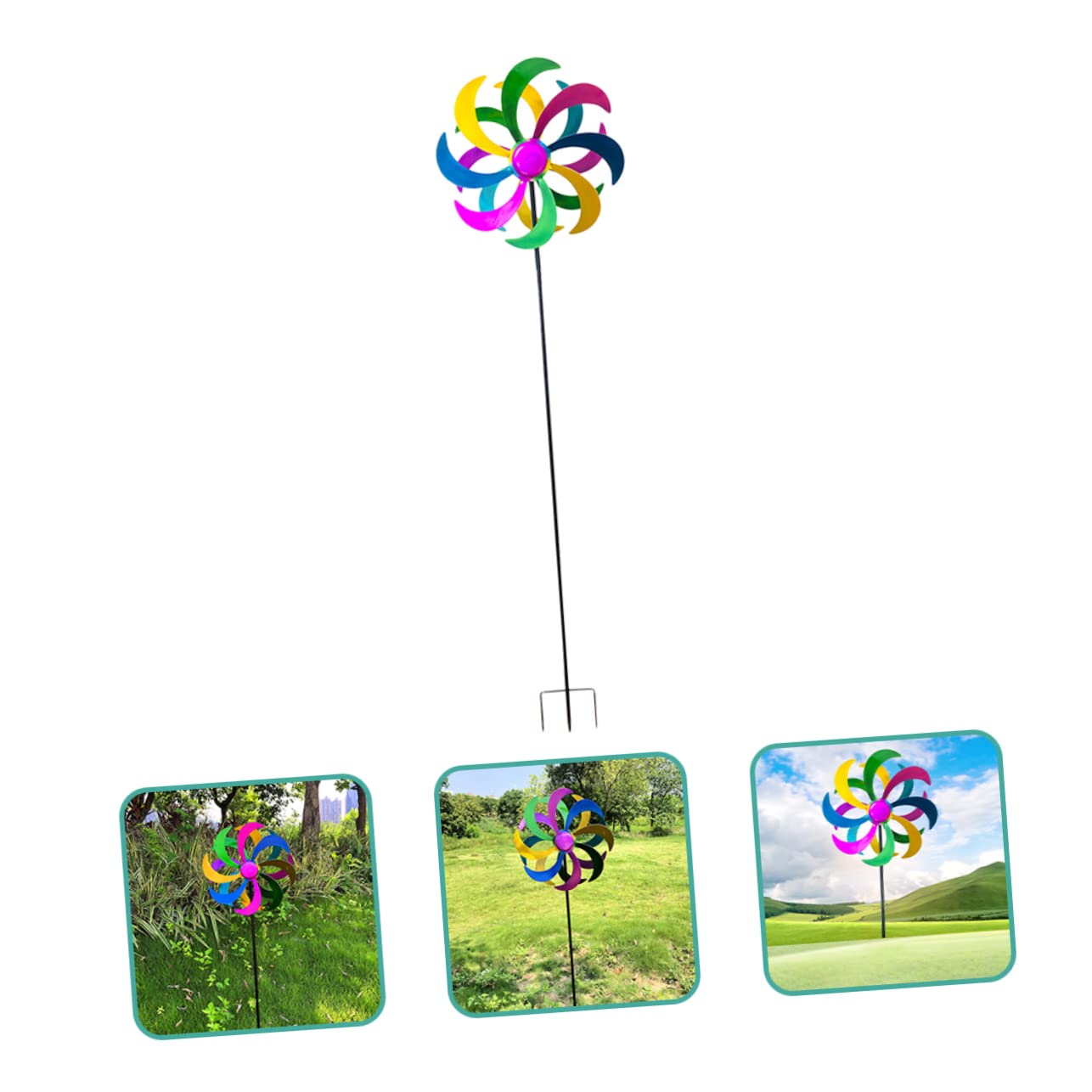 HANABASS Buntes Regenbogenwindrad Für Garten Windrad Wirbelwindrad Aus Eisenmaterial Für Junge Mädchen Party Windmühle Bunte Windmühle Spinner Für Terrassen Außen Dekoration