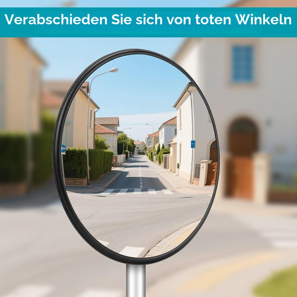 Verkehrsspiegel, 30cm Weitwinkel Konvexspiegel Verkehrsspiegel für Ausfahrten, Verstellbarer Straßenspiegel Parabolspiegel, für Garage, Verkehr, Einfahrten, Büro, Hof, Lager