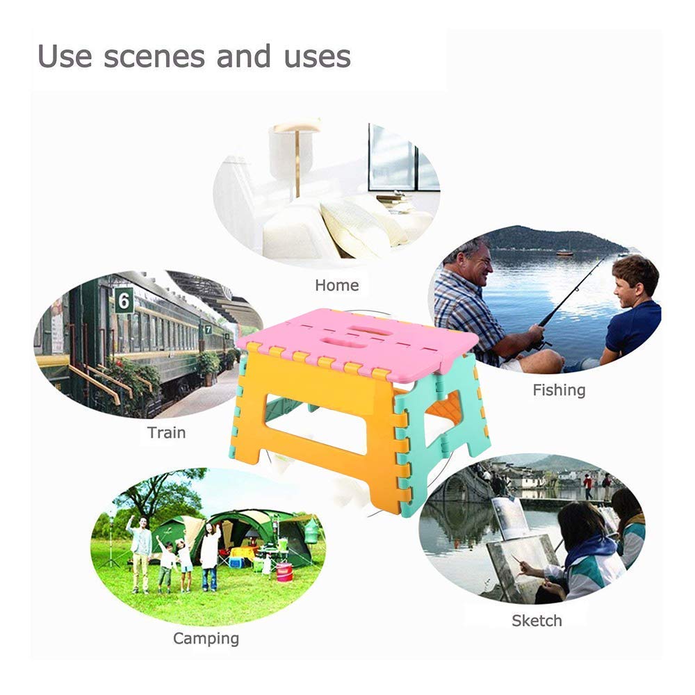LAFILLETTE Plastic Folding Step Stool - 12 inch Foldable Stool for Kids & Adults, Kitchen Garden Bathroom Stepping Stool(Brown) 3