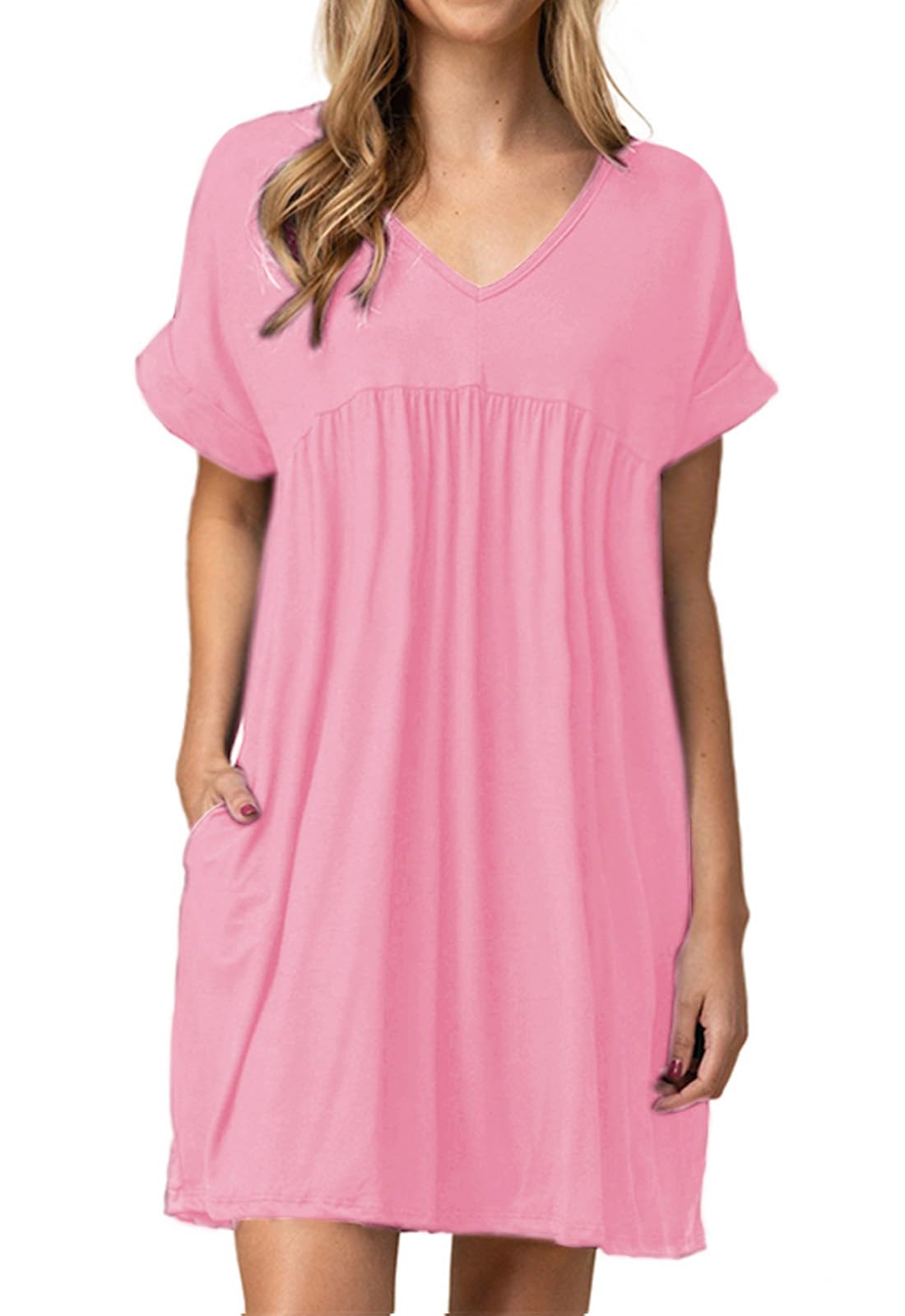 Jayscreate Women's Baby Doll Summer Casual T Shirt Flowy Short Sleeve Dress