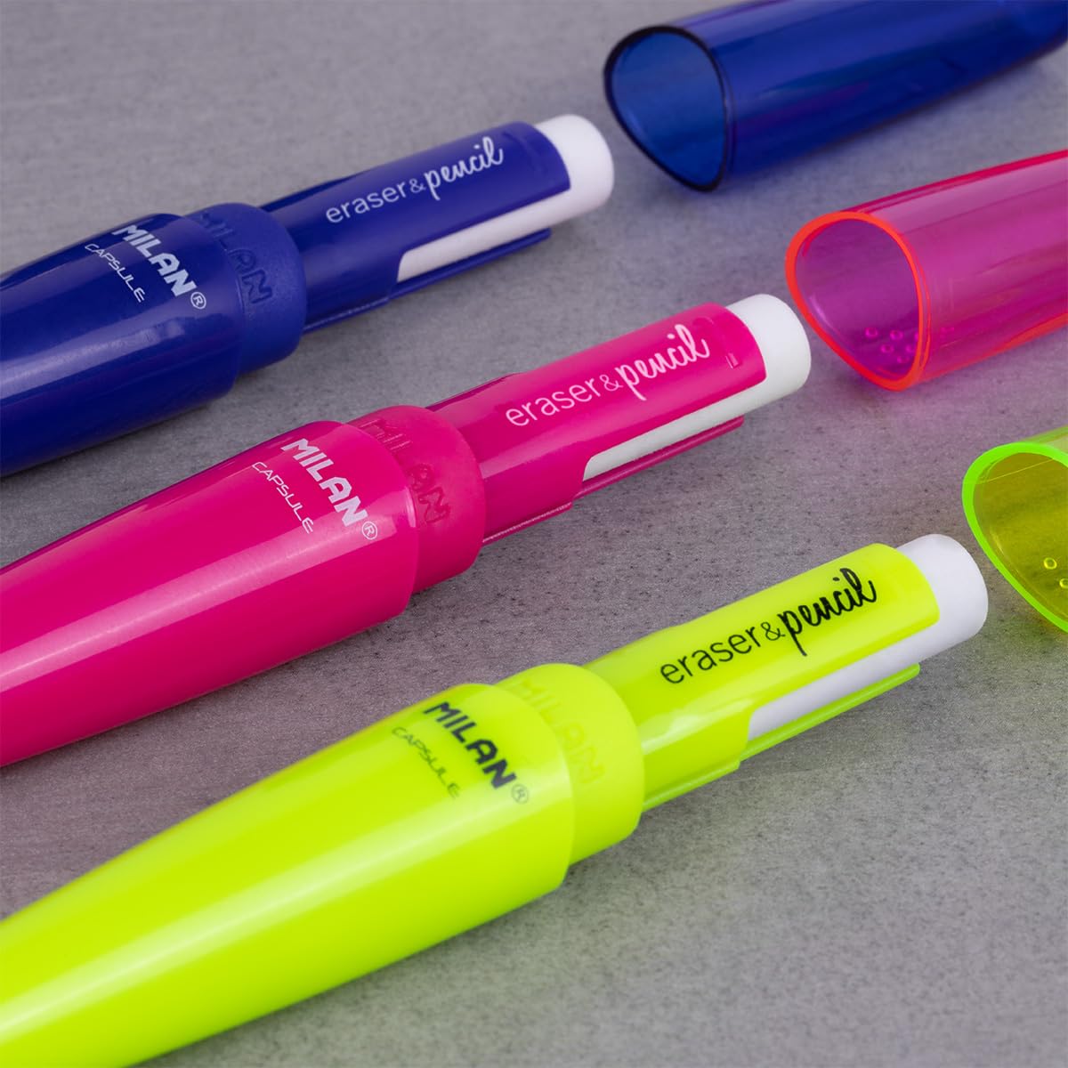 Milan BYM10306 MiLAN kapsułka fluo ołówek 1,3 mm z 2 gumowymi taśmami