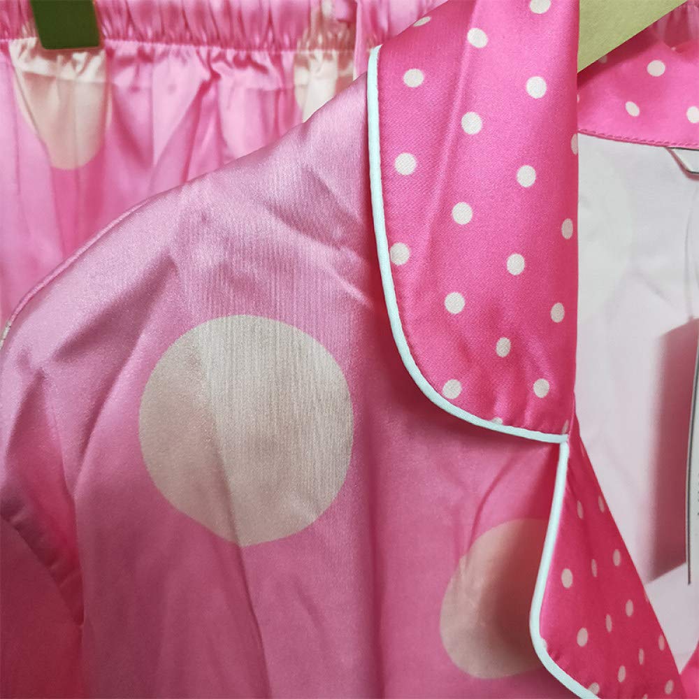 YUHOOE Pijamas De Mujer,Conjunto De Pijama De Satén De Seda Lindo Punto Rosa De Manga Larga con Botones Ropa De Dormir Pjs De Cuerpo Entero Sedoso Cómodo Y Suave Ropa De Dormir para Damas,Rosa,S