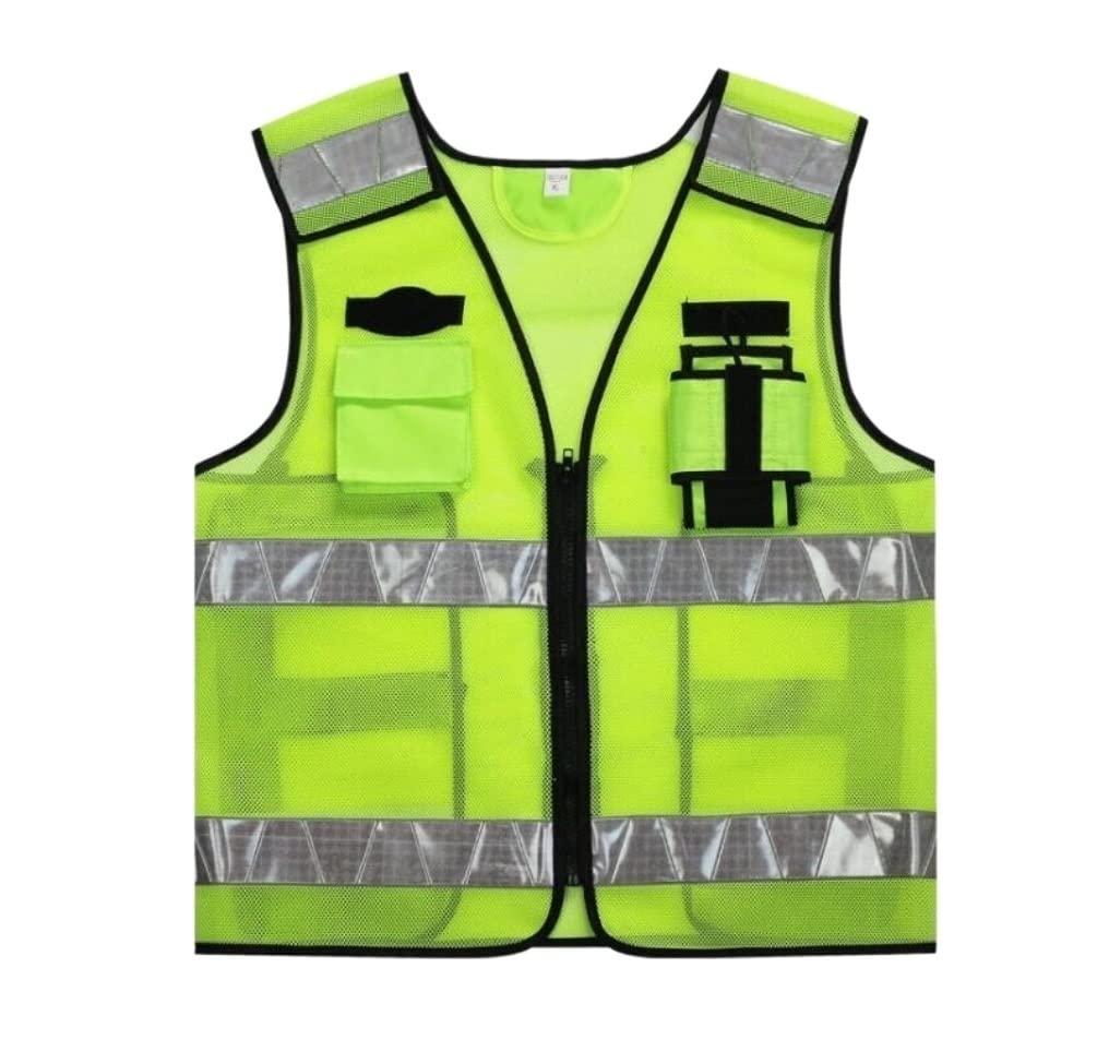 Chaleco reflectante de alta visibilidad, traje reflectante de tráfico, chaleco de seguridad reflectante fluorescente con chaqueta reflectante de seguridad de alta visibilidad (talla única verde)