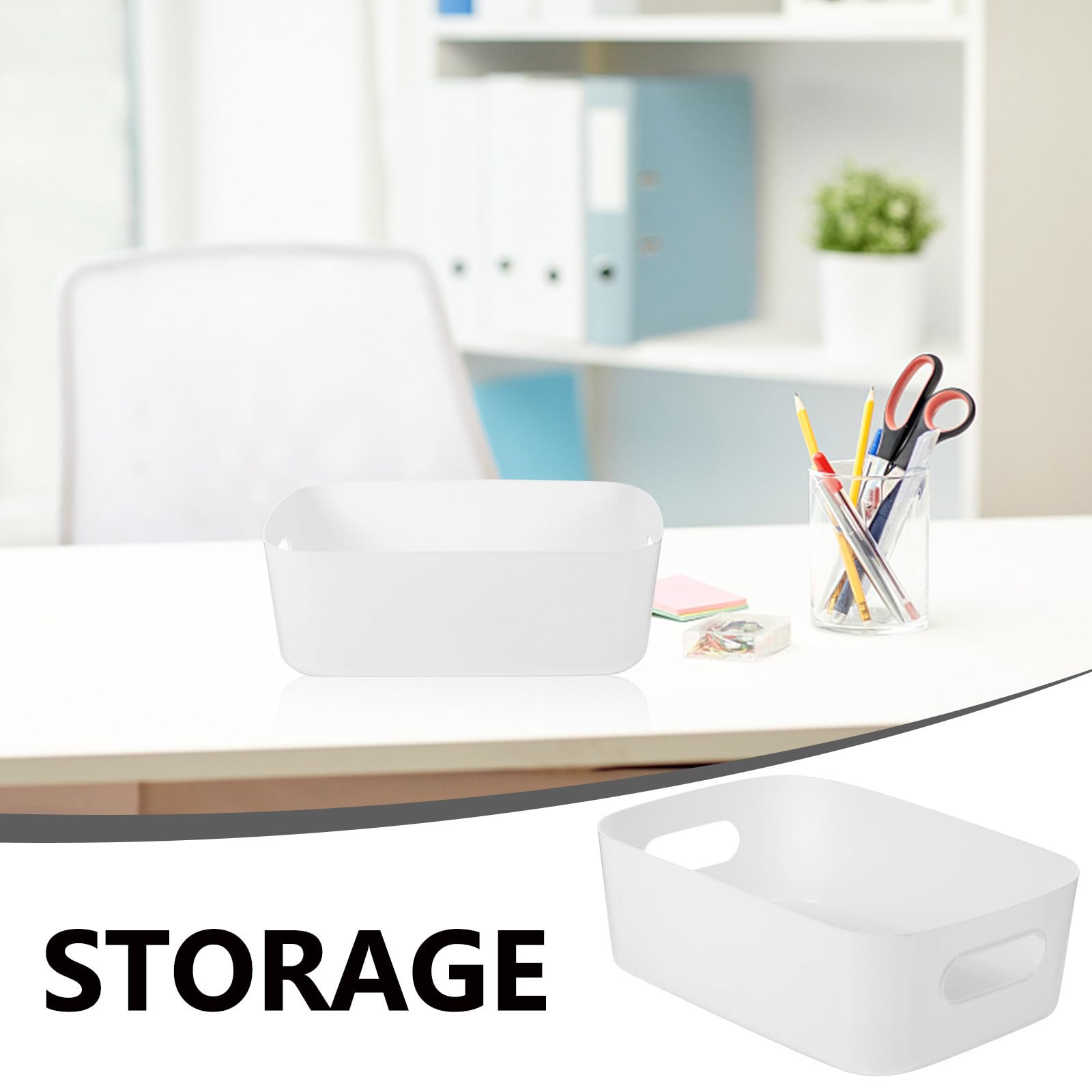 Hemobllo Cestas de Almacenamiento Multiusos de Plástico Blanco para Baño y Armario, 6 Unidades Portátiles de Material Abs Asas Recortadas