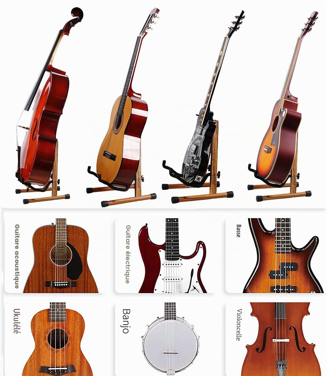 Support de guitare acoustique et électrique en bois zèbre, support pliable en A pour violoncelle, banjo classique
