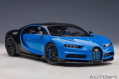 Miniatura 18 de AUTOart 2019 Bugatti Chiron Sport French Racing Blue y Carbon 118 Model Car
