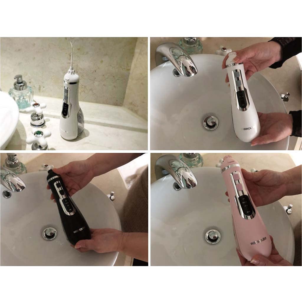 TJH Dispositivo Filo interdentale con 4 ugelli, Filo interdentale Portatile 5 modalità Acqua | Elettrodomestici Pulizia Dentale Dispositivo | 200ML Serbatoio Dentale Lavatrice Massaggio Gengive