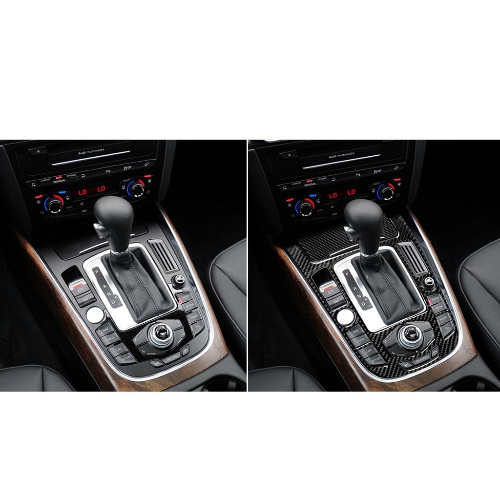 Kohlenstofffaser-Abdeckung Trim Aufkleber Zubehör Schwarz Dekoration Kompatibel mit Audi A4 B8 8K 2009-2016. (Gangschaltung Armaturenbrett Rahmen D)