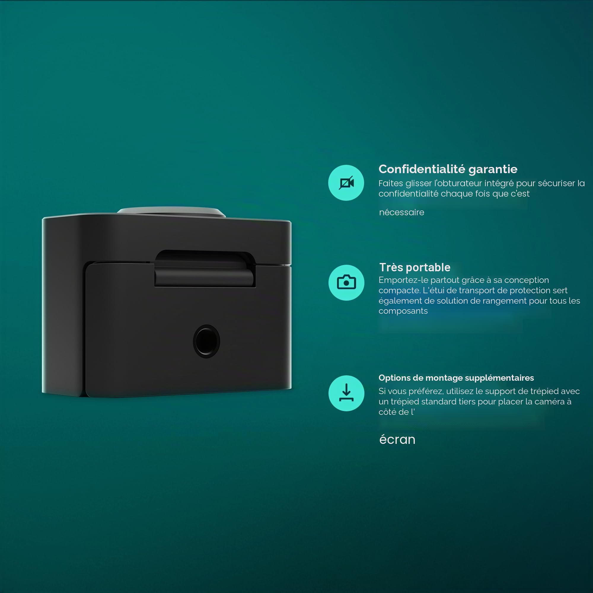 EPOS Expand Vision 1, Webcam USB 4K Microsoft Teams et Zoom certifiée avec Microphone antibruit, Installation Facile, Portable pour PC et réunions, vidéo HD, Webcam pour vidéoconférence et Entreprise