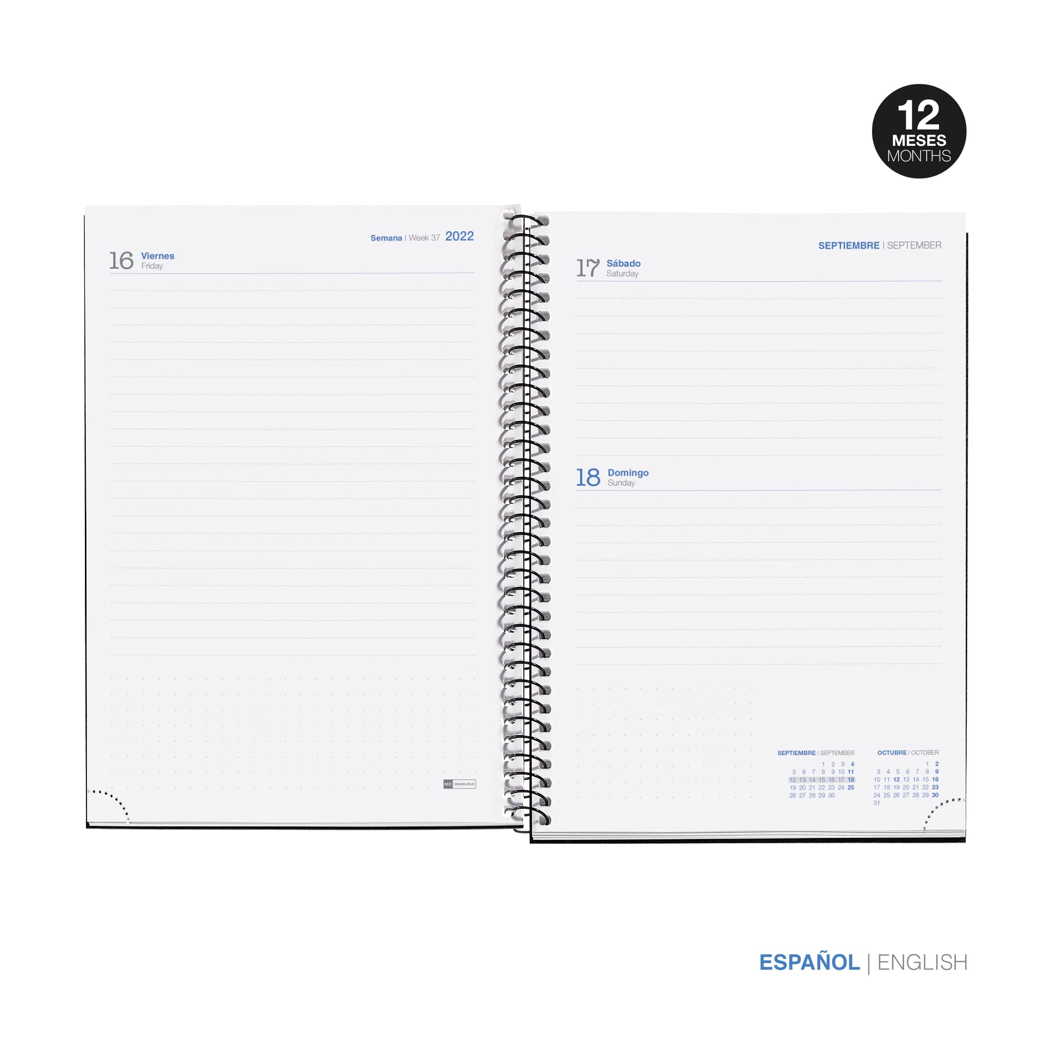 Miquelrius, Agenda September 2022 June 2023, Day Page, Plus Size 15 x 21.3 cm, Bilingual: Spanish, English, College - Image 3
