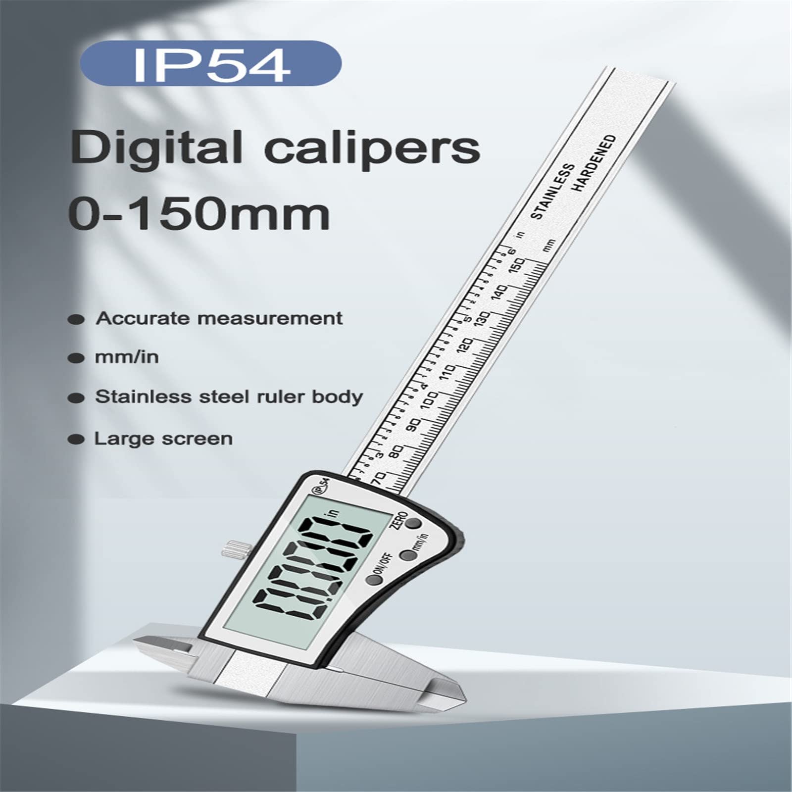 Calibrador Electrónico Digital Calibre Vernier Digital De 150 Mm, Calibrador Electrónico De Acero Inoxidable para Uso Doméstico E Industrial,Noir-0-150mm