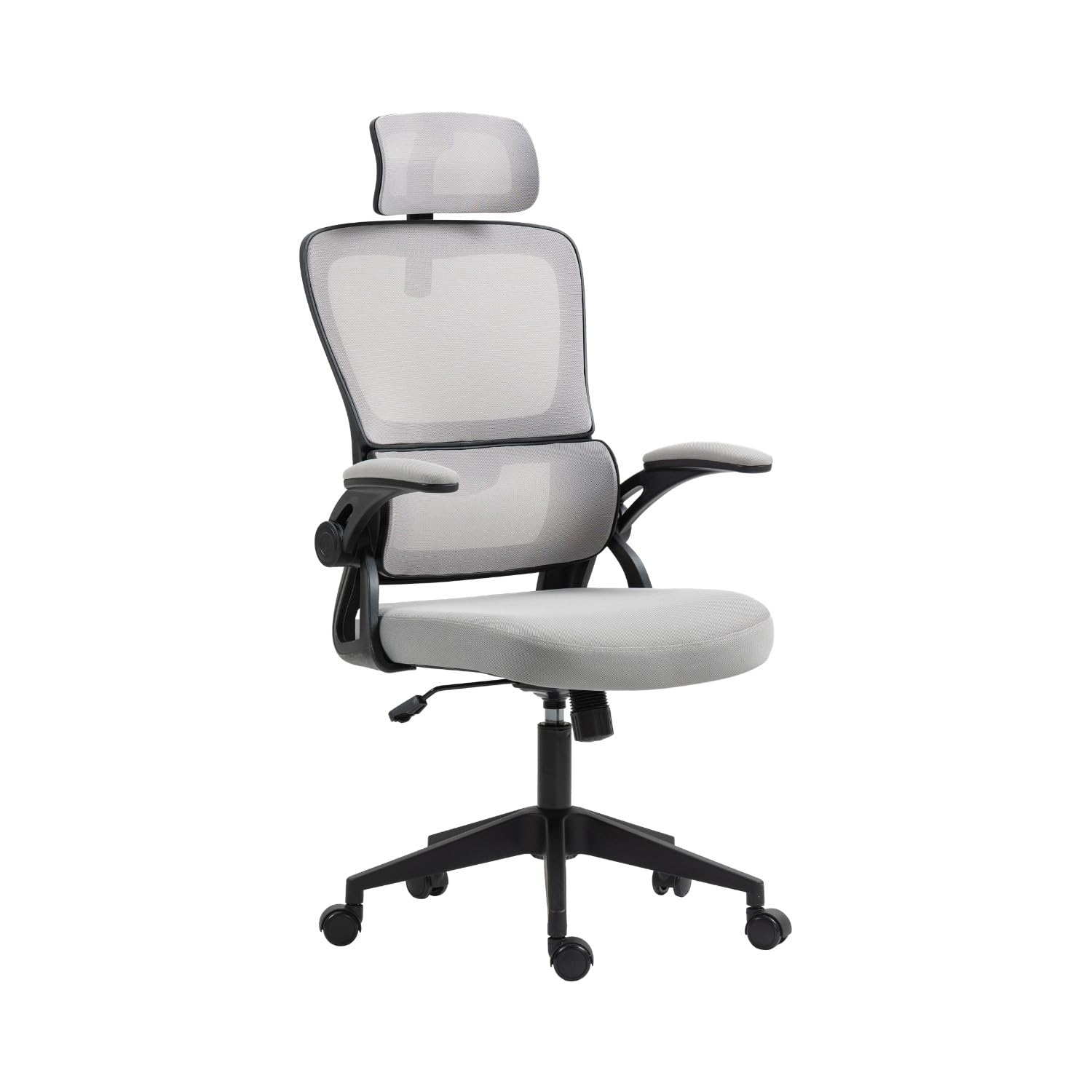 7H SEVEN HOUSE - Silla de Escritorio Ergonómica ErgoFlex Pro, Reposacabezas, Respaldo Transpirable, Altura Ajustable, Reclinable, Soporte Lumbar, Reposabrazos y Ruedas, Negro/Gris Oscuro/Gris Claro