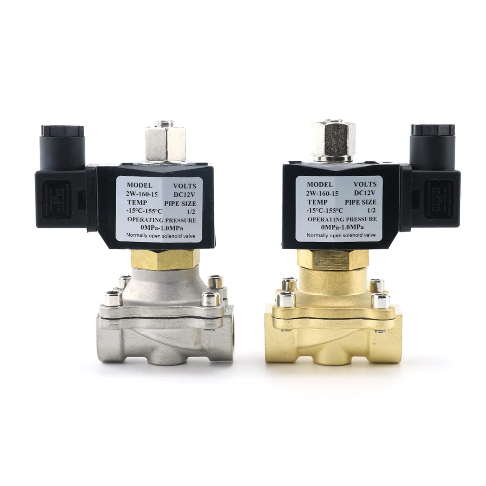 UWUKCJOKQ High Temperature Normally Open Brass/Stainless Steel Solenoid Valve DN15 DN20 with FKM Seal DC24V DC12V 220V 1Pcs(Brass-dc12v,DN20)
