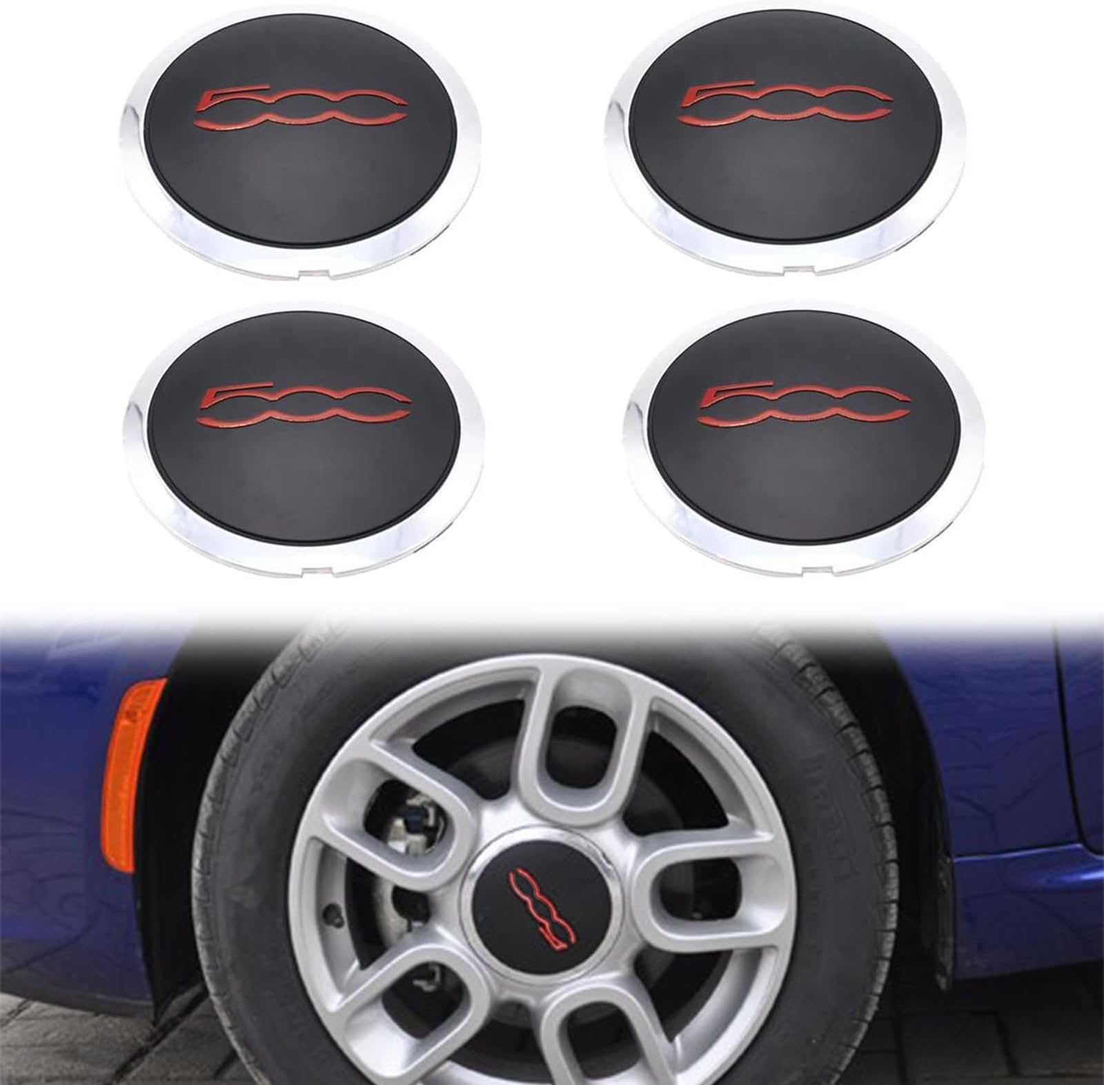 Coprimozzi Per Fiat 500 - Confezione Da 4 Pezzi Con Bordo Cromato, Resistenti Al Calore - Foto 9